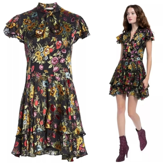 Alice + Olivia Dresses & Skirts - Alice + Olivia Moore Ruffle Tiered Floral Dress Size 6